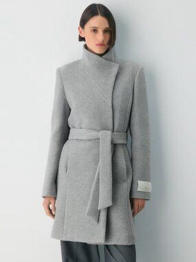 NWT Aritzia The Connor Coat Soft Wool Cashmere Heather Light Grey XS